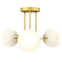 HOMCOM LED Ceiling Light with Globe Shades, Modern 3-Light Ceiling Light with G9 Sockets for Living Room, Bedroom, Dining Room, Bulbs Not Included, Gold Tone(m-11)