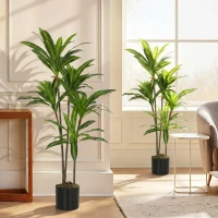 HOMCOM 150cm Lifelike Fake Tree, Artificial Dracaena Tree with Bendable Trunks, Green(m-9)