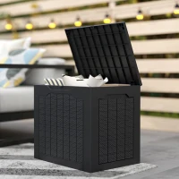 Outsunny Coffre de rangement extérieur 97L avec poignées encastrées, malle de rangement extérieur étanche 56 x 41 x 50 cm, noir(m-9)