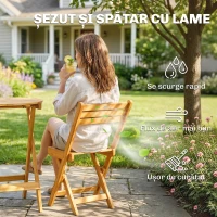 Outsunny Set Bistro Pliabil de Exterior cu Perne, 60 cm, Lemn Natural(m-8)