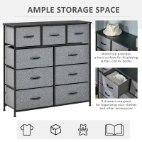 HOMCOM Nine Drawer Fabric Dresser - Grey(m-4)