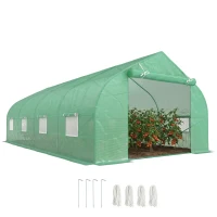 Outsunny Serre de jardin tunnel tente bâche 6x3x2m grande taille(m-1)