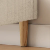 HOMCOM Cadre de Lit 140 x 190 cm avec Sommier, Lit Double Rembourré en Velours Côtelé, Espace de Rangement Au-Dessous, Crème(m-10)