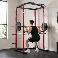 SPORTNOW Power Tower, Adjustable Squat Rack with Pull-Up Bar, Dip Station & Safety Arms for Home Gym Strength Training(m-8)