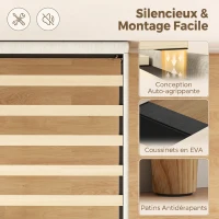 HOMCOM Cadre de Lit 140 x 190 cm avec Sommier, Lit Double Rembourré en Velours Côtelé, Espace de Rangement Au-Dessous, Crème(m-6)