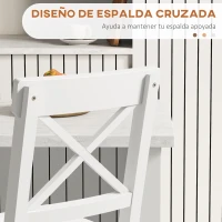 HOMCOM Juego de 2 Taburetes Altos de Cocina Taburetes de Bar de Madera con Reposapiés y Respaldo Cruzado Carga 120 kg Blanco(m-5)