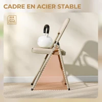 HOMCOM Lot de 4 chaises pliantes et portables intérieur avec assises et dossiers rembourrés en velours, cadre en acier, beige(m-7)