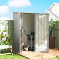 Outsunny 5ft x 3ft Garden Storage Shed, Outdoor Metal Shed with Sloped Roof, Aluminium Grey(m-10)