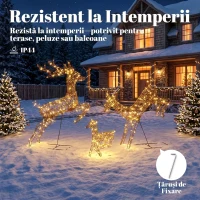 Outsunny Set 3 reni luminoși de Crăciun pentru exterior, 120 cm, 200 LED-uri alb cald, 8 moduri de iluminare, timer, maro(m-7)