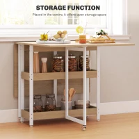 HOMCOM Four-Person Drop Leaf Table - Natural Wood-Effect(m-5)