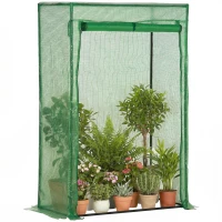 Outsunny Serre de jardin, serre de balcon, bâche renforcée PE, châssis en acier, porte zippée enroulable, pour légumes plantes fleurs en toutes saisons intérieur et extérieur, 100 x 50 x 150 cm vert(m-11)