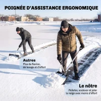 Outsunny Pelle à Neige Aluminium Portable avec Poignée d'Assistance en D, Lame Large de 45 cm, Manche Amovible, Noir(m-4)
