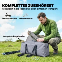 Outsunny Tunnelzelt 5 Personen Familienzelt mit 2 Schlafkabine Vorzelt 4 Fenstern Bodenplane Stehhöhe 3000 mm Wassersäule(m-9)