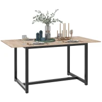 HOMCOM Masă de Dining Extensibilă pentru 4-6 Persoane Stil Industrial din Lemn și Oțel, 120-160x80x75.5 cm(m-11)