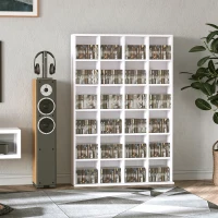 HOMCOM CD Storage Unit with Adjustable Shelves, 89 x 130.5 cm, White(m-2)