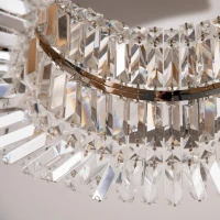 HOMCOM Crystal Chandeliers with Crystal Pendants, 8-Light Ceiling Light for Living Room, Bedroom Dining Room, Silver Tone(m-8)