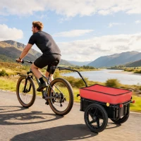 HOMCOM Remolque de Bicicleta 40 kg Cubierta de Tela Oxford con Reflectores y Marco de Acero 144x59x80 cm Rojo y Negro(m-10)