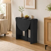 HOMCOM Folding Dining Table,  Drop-Leaf Table with Foldable Leaves for Small Spaces, Kitchen, Dining Room, Black(m-8)