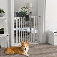 PawHut Metal 74-87cm Wide Adjustable Dog Gate Black(m-13)