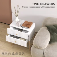 HOMCOM Elegant Two-Drawer Bedside Table - White(m-5)