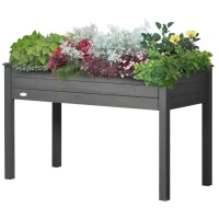 Outsunny Raised Bed for Garden, Wooden Elevated Planter Box with Bed Liner, for Flower Vegetable Herb, Dark Grey(m-11)