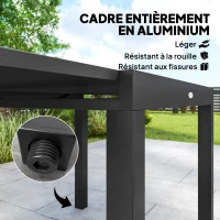 Outsunny Salon de Jardin 7 Pièces Table Extensible Aluminium 6 Chaises Empilables Textilène Rembourré 90/180 x 80 x 75 cm Gris(m-7)