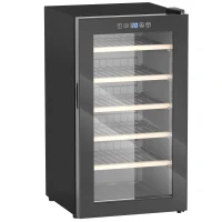 HOMCOM 41 Bottle Wine Fridge, 91 Litre Capacity, 45cm Freestanding Wine Cooler Fridge with Glass Door, LED Light, Digital Touch Screen, Temperature Control, Black(m-12)