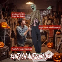 HOMCOM Animowany zombie na Halloween w naturalnej wielkości, 170 cm, z aktywacją dźwiękiem i dotykiem, straszna dekoracja(m-7)