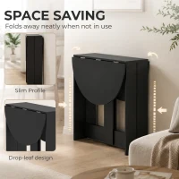 HOMCOM Folding Dining Table,  Drop-Leaf Table with Foldable Leaves for Small Spaces, Kitchen, Dining Room, Black(m-7)
