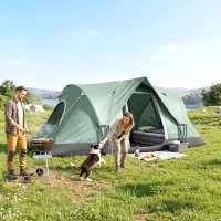 Outsunny Tienda de Acampada para 5-6 Personas Impermeable 3000mm+ con Bolsa de Transporte y Gancho 455x220x180 cm Verde(m-2)