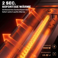 Outsunny Infrarood terrasverwarmer 2000W carbonvezel met app, touch- en afstandsbediening, 9 standen(m-4)