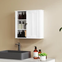 HOMCOM Bathroom Cabinet, Modern Bathroom Wall Cabinet with Adjustable Shelves and Cupboard, 53W x 15D x 51H cm, White(m-2)