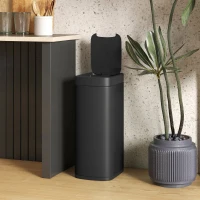 HOMCOM Poubelle de Cuisine Automatique 50L, Poubelle à Capteur de Mouvement, Fonctionne sur Piles, 26,5x35,5x68cm, Noir(m-7)