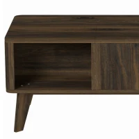 HOMCOM Mesa de Centro Elevable con Compartimento Oculto Estantes Abiertos Frontal Ondulado 100x48x41-56 cm Nogal(m-13)
