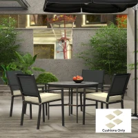 Outsunny 4-Piece Seat Cushions Pillow Replacement, Patio Chair Cushions Set with Ties for Indoor Outdoor, Beige(m-10)