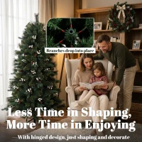 HOMCOM 5ft Artificial Christmas Tree, Fir Hinged Xmas Tree with 490 Branch Tips, Foldable Metal Stand, Easy Assembly, Green(m-6)