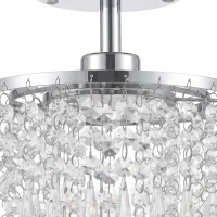HOMCOM Crystal Ceiling Light with 57 Crystal Strands, Ceiling Light with Mounting Plate for Hallway, Silver Tone(m-12)