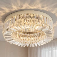 HOMCOM Crystal Chandeliers with Crystal Pendants, 8-Light Ceiling Light for Living Room, Bedroom Dining Room, Silver Tone(m-1)