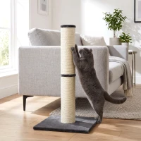 PawHut Tiragraffi per Gatti Alto 80 cm con Corda in Sisal e Base in Truciolato e Peluche, Grigio Scuro(m-9)