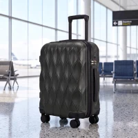 HOMCOM 56cm 41L Suitcase, Lightweight ABS Hard Shell Carry On Luggage with TSA Lock, Spinner Wheels, Telescopic Handle, Black(m-2)