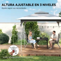 Outsunny Carpa Plegable 3,5x3,5 m Pop-up con Altura Ajustable 3 Niveles Doble Techo Cierre Central y Bolsa UPF50+ Gris(m-7)