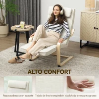 HOMCOM Sillón Salón con Masaje y Calefacción de Lino Reposapiés Ajustable Respaldo Alto Reposacabezas Control Remoto Bolsillo(m-6)