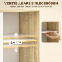 HOMCOM Moderne kledingkast met schuifdeuren, kledingroede, verstelbare planken en 4 laden, eiken/wit(m-6)