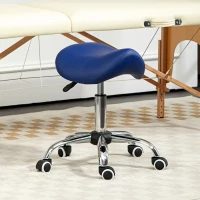 HOMCOM Saddle Stool, Height Adjustable Salon Chair for Massage Spa, Faux Leather, Brown(m-2)