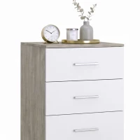 HOMCOM Cómoda de 6 Cajones Cajonera Alta para Dormitorio con Antivuelco 40x40x110 cm Gris Claro y Blanco(m-8)