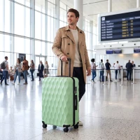 HOMCOM 77cm 98L Suitcase, Lightweight ABS Hard Shell Carry On Luggage with TSA Lock, Spinner Wheels, Telescopic Handle, Green(m-14)