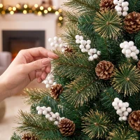 HOMCOM 5ft Artificial Christmas Tree, Fir Hinged Xmas Tree with 490 Branch Tips, Foldable Metal Stand, Easy Assembly, Green(m-10)