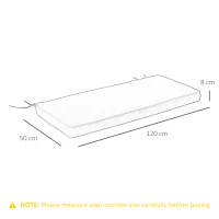 Outsunny Garden Bench Cushion 2 Seater Loveseat Seat Pad for Patio Swing Furniture for Indoor & Outdoor Use, 120 x 50 x 8 cm, Grey(m-3)