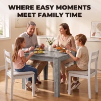 HOMCOM Dining Table for 4, 80L x 80W x 75Hcm, Modern Square Kitchen Table with Wood Effect Tabletop, Grey Wood Effect(m-7)