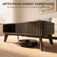 HOMCOM Mesa de Centro Elevable con Compartimento Oculto Estantes Abiertos Frontal Ondulado 100x48x41-56 cm Nogal(m-6)